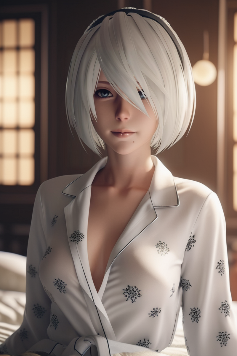 4234732485-1404965996-cinematic photo yorha2b,_lora_yorha2b_sdxl_V10-000008_0.65_,looking at viewer,sunny day,smirking,pajamas, bedroom . 35mm photogr.png